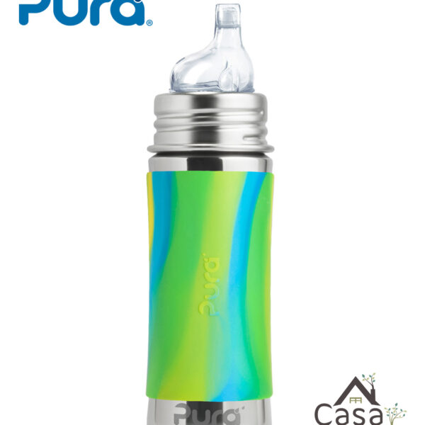 PURA – Botella 325ml sippy (swirl celeste)