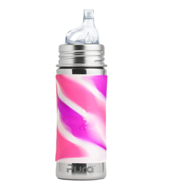 PURA – Botella 325ml sippy (swirl rosado)
